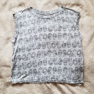 owl patterned grey tank top